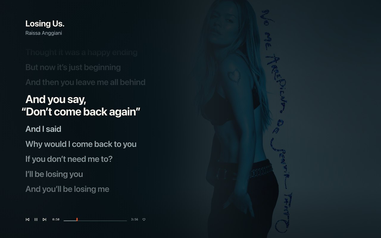 Tune, my YouTube Music app for macOS, now-playing lyrics view