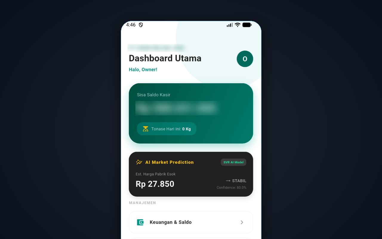 Rubber trading operations app dashboard with AI price prediction